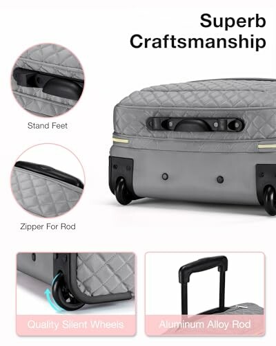 Gray luggage showcasing stand feet, zipper for rod, silent wheels, and aluminum alloy rod./>
</figure>
<p>:<strong>This BAGSMART 17.3 Inch Rolling Laptop Bag is built with durability in mind and can withstand even the most demanding use.</strong>:
</p>

<h3>:<strong>Mobile Office:</strong>:</h3>
<p>:<strong>This BAGSMART 17.3 Inch Rolling Laptop Bag is a mobile office in the making.</strong>:
</p>
<p>:<strong>With a multifunctional design, it can fit up to 17.3 inch laptop, as well as folders, books, office supplies, etc. required for office work.</strong>:
</p>
<p>:<strong>Padded laptop compartment provides protection for your laptop from bumps.</strong>:
</p>

<h3>:<strong>Safe Protection:</strong>:</h3>
<p>:<strong>This BAGSMART 17.3 Inch Rolling Laptop Bag has a lockable zipper and water-resistant material, making it safe to store your valuables.</strong>:
</p>
<p>:<strong>Independent padded laptop compartment provides protection for your laptop from bumps.</strong>:
</p>
<figure>
<img src=