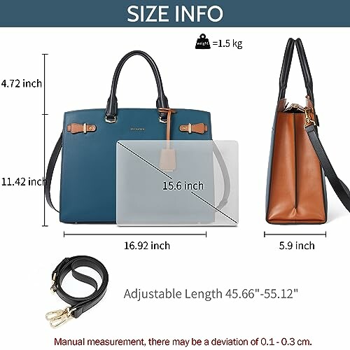 Leather tote bag dimensions and features