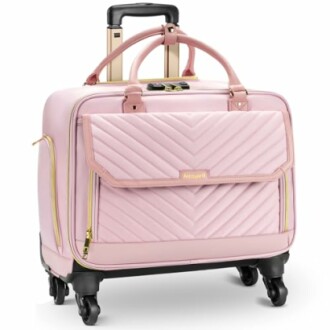 Rolling Briefcase for Women with 4 Spinner Wheels